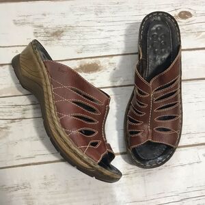 Josef Seibel Womens Sandals Size 38 Brown Leather Slip-on Open-Toe Padded Insole